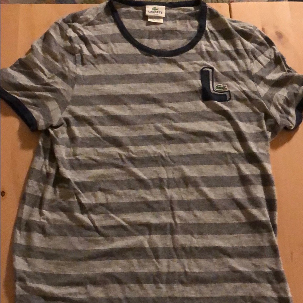 LACOSTE slim fit striped “L” t-shirt
